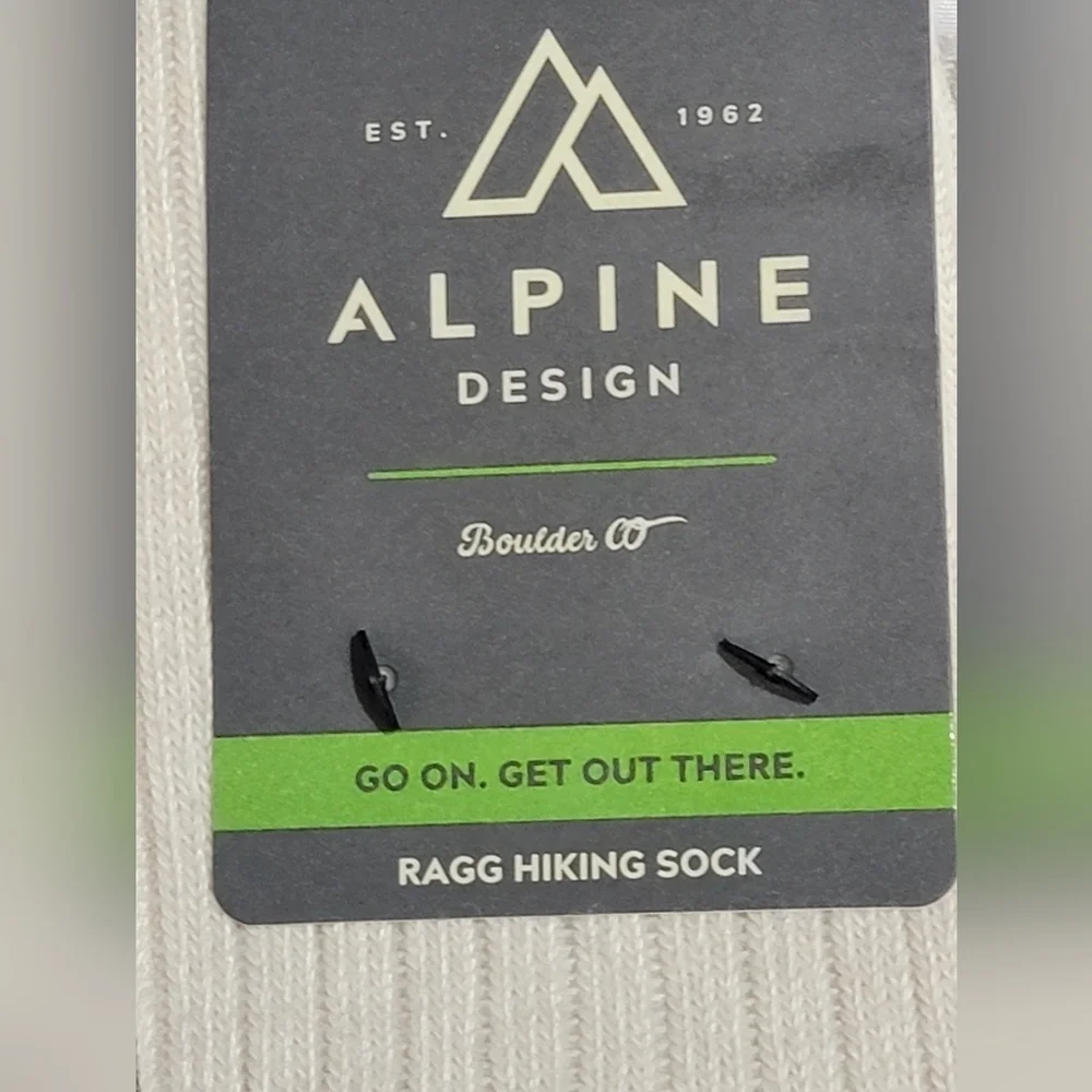 Alpine Design Ragg Hiking Sock 2 Pack Crewcut Mens Size Medium 6-9